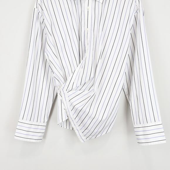 NWT Madewell Asymmetric Wrap Front Button-Up Shirt In Hydrangea Stripe Size 10 - Picture 8 of 14